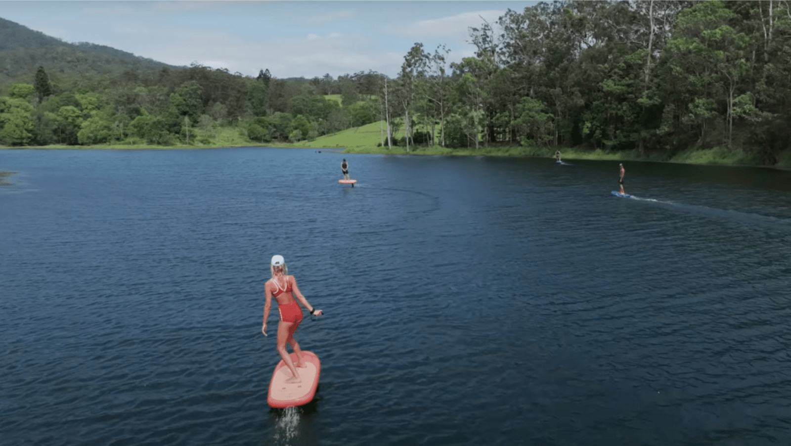 riding fliteboard on lake