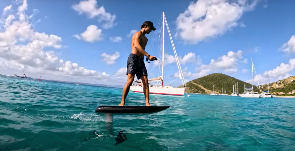 man riding fliteboard