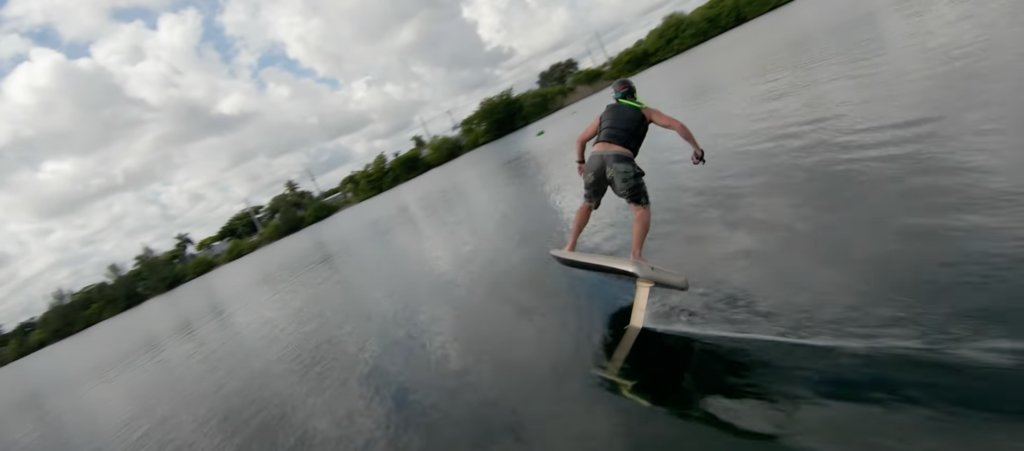 riding fliteboard on cloudy day