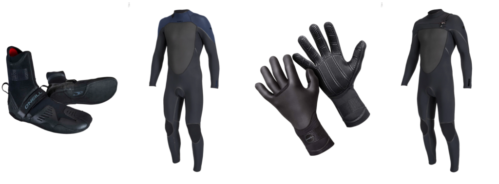 efoil wetsuits, gloves, and shoes