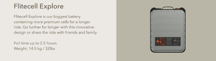 Details of Flitecell Explore battery - Perfect match for the ICON Fliteboard